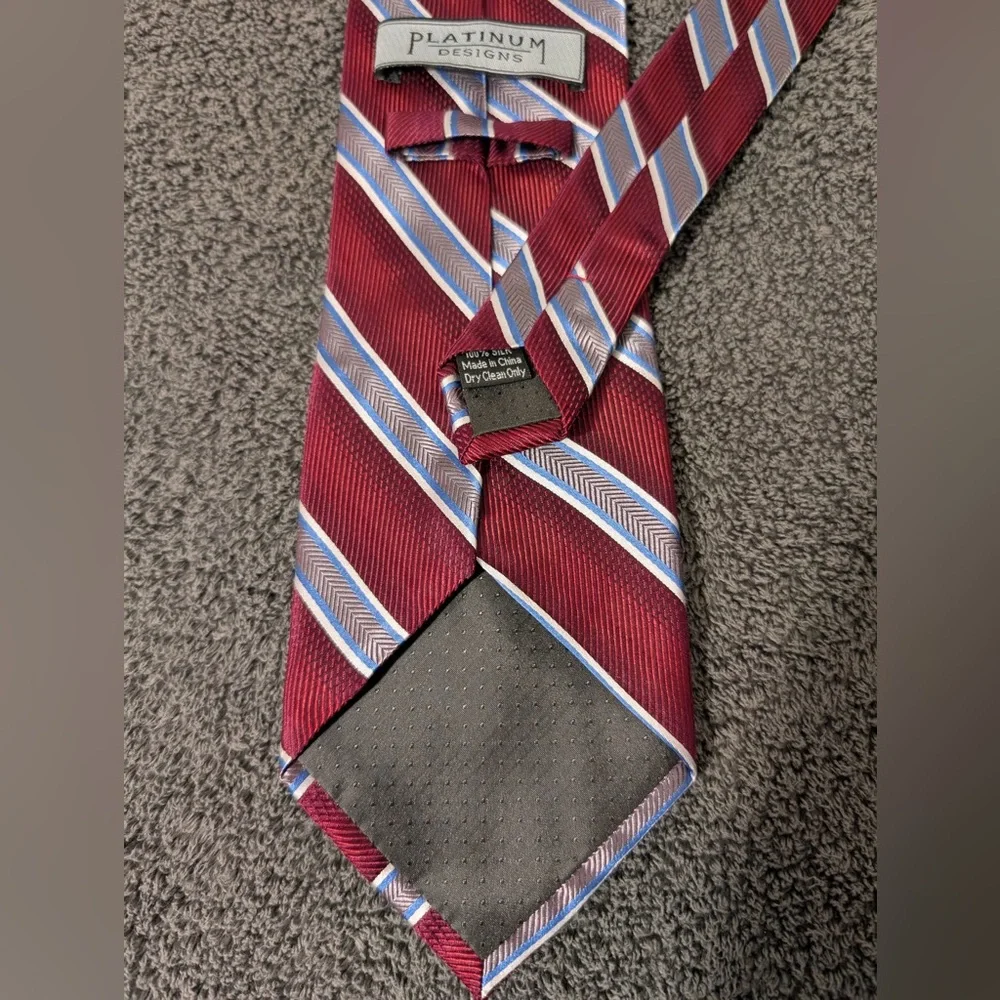 Platinum Designs Red and White Striped Tie‎